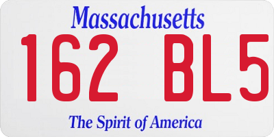 MA license plate 162BL5