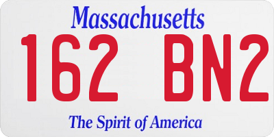 MA license plate 162BN2