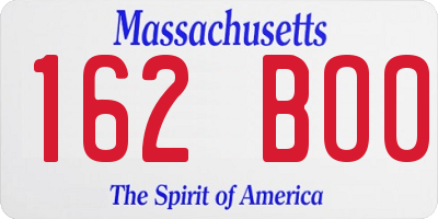 MA license plate 162BO0