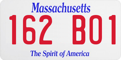 MA license plate 162BO1