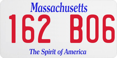 MA license plate 162BO6