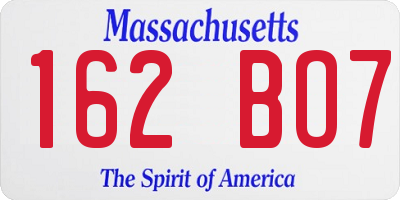 MA license plate 162BO7