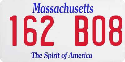 MA license plate 162BO8