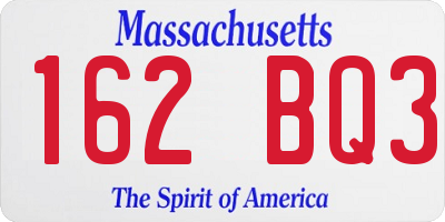 MA license plate 162BQ3