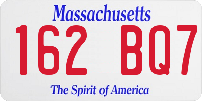 MA license plate 162BQ7