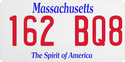 MA license plate 162BQ8