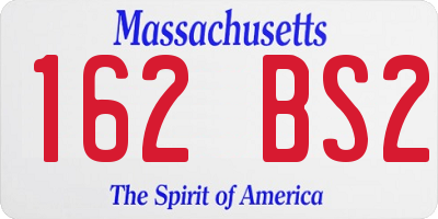 MA license plate 162BS2