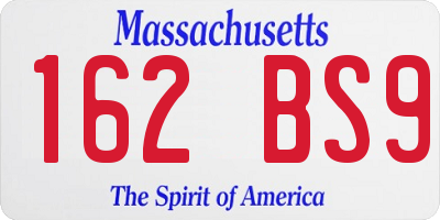 MA license plate 162BS9