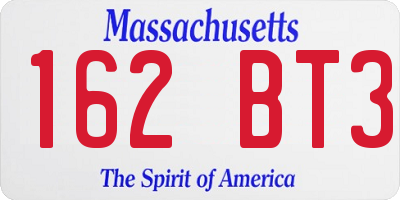 MA license plate 162BT3