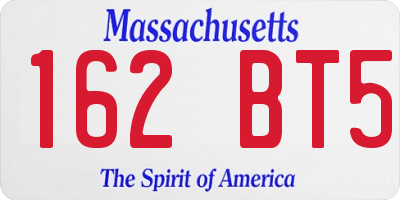 MA license plate 162BT5