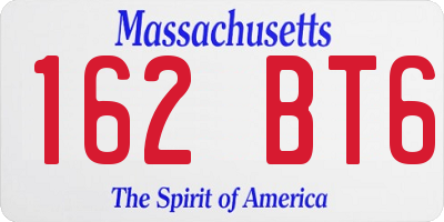 MA license plate 162BT6