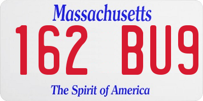 MA license plate 162BU9
