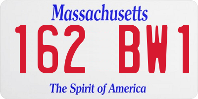 MA license plate 162BW1