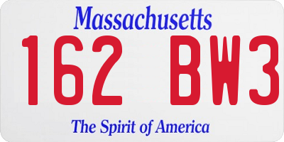 MA license plate 162BW3