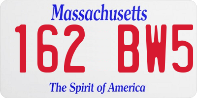 MA license plate 162BW5