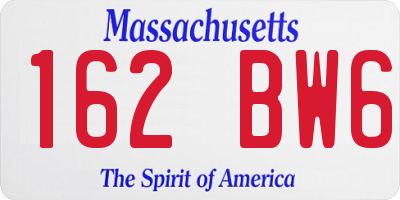 MA license plate 162BW6