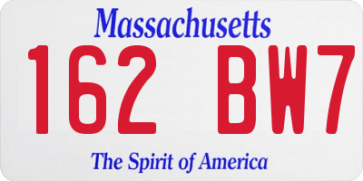 MA license plate 162BW7
