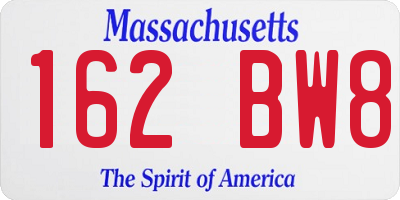 MA license plate 162BW8