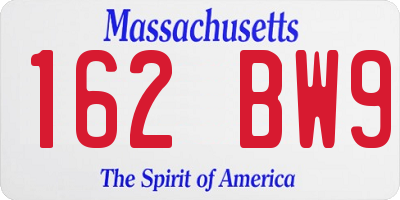 MA license plate 162BW9