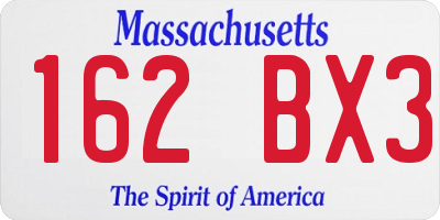 MA license plate 162BX3