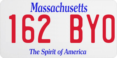 MA license plate 162BY0