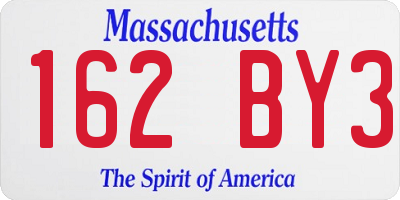 MA license plate 162BY3