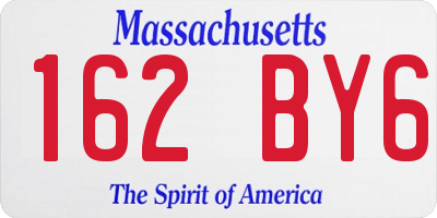 MA license plate 162BY6