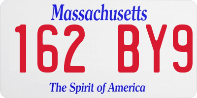 MA license plate 162BY9