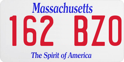 MA license plate 162BZ0