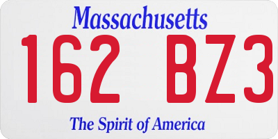 MA license plate 162BZ3