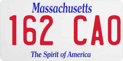 MA license plate 162CA0