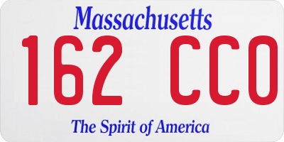 MA license plate 162CC0