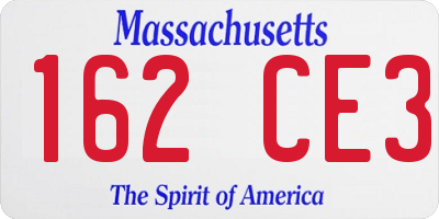 MA license plate 162CE3
