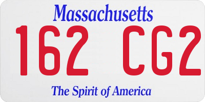 MA license plate 162CG2