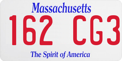 MA license plate 162CG3