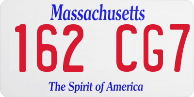 MA license plate 162CG7