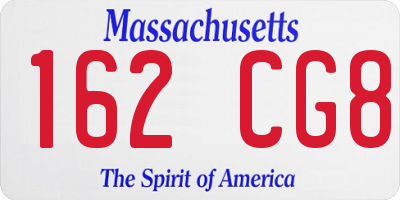 MA license plate 162CG8
