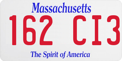 MA license plate 162CI3