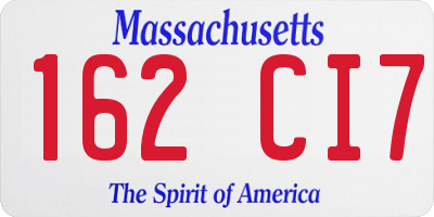 MA license plate 162CI7