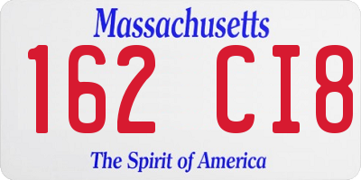 MA license plate 162CI8