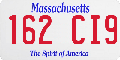 MA license plate 162CI9