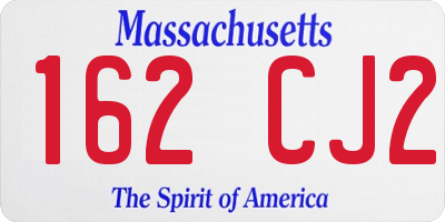 MA license plate 162CJ2