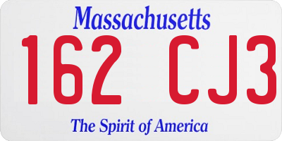 MA license plate 162CJ3