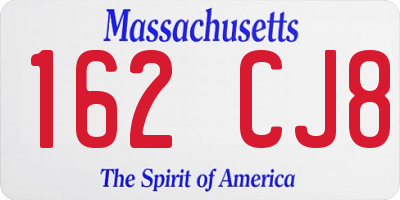 MA license plate 162CJ8