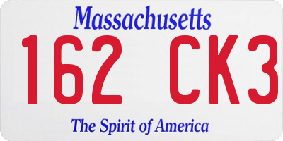 MA license plate 162CK3