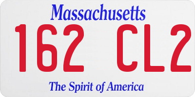 MA license plate 162CL2