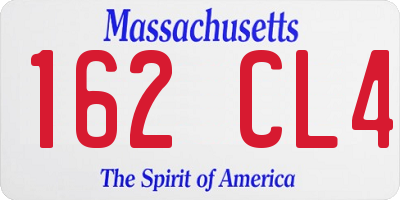 MA license plate 162CL4