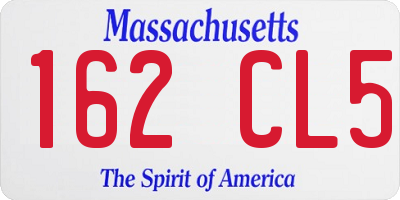 MA license plate 162CL5
