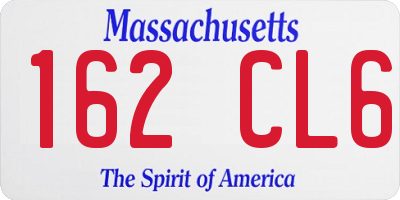 MA license plate 162CL6