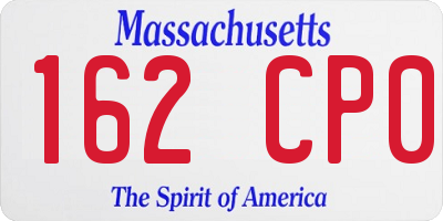 MA license plate 162CP0